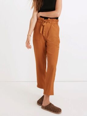 Madewell Women's Dunaway Paperbag Pants High Rise Golden Pecan Size Small